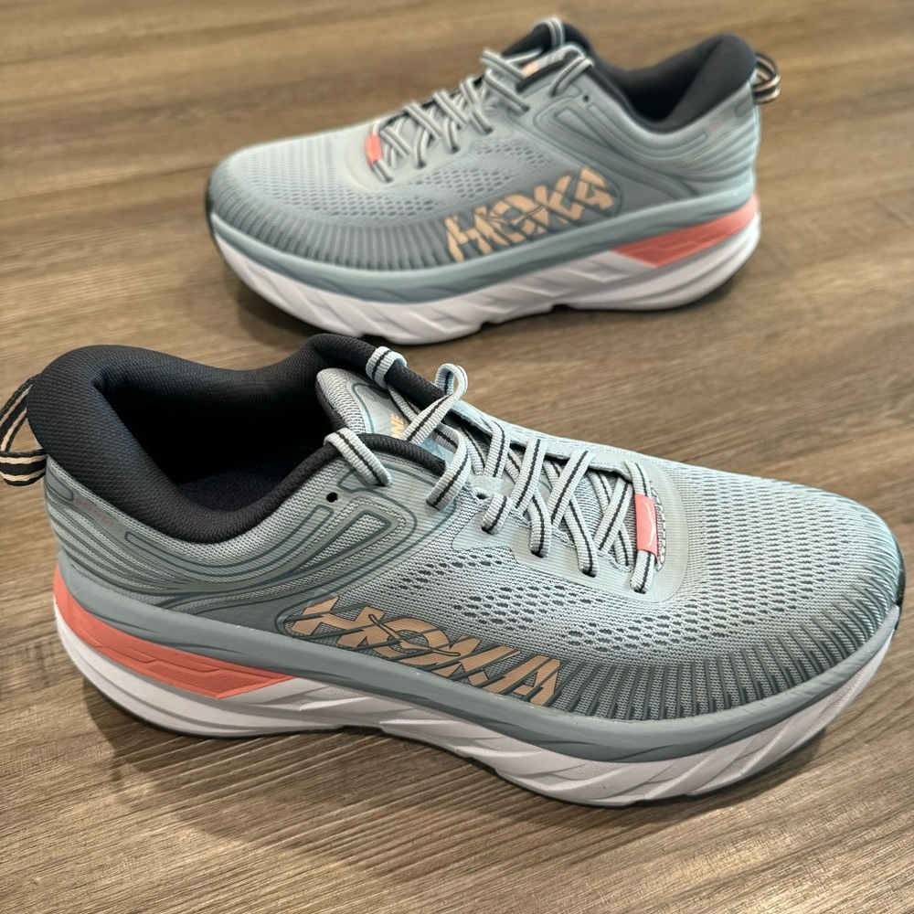 Hoka One One Bondi 7 Blue Fog Ombré Blue Athletic Running Sneakers